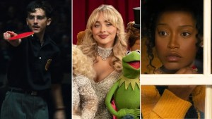 Left to right: “Marty Supreme” (A24), “The Muppet Show” (Disney/Mitch Haaseth) and “The ‘Burbs” (Elizabeth Morris/Peacock)