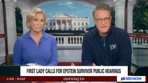 Mika Brzezinski and Joe Scarborough host the April 10, 2026 edition of "Morning Joe" (MS NOW)