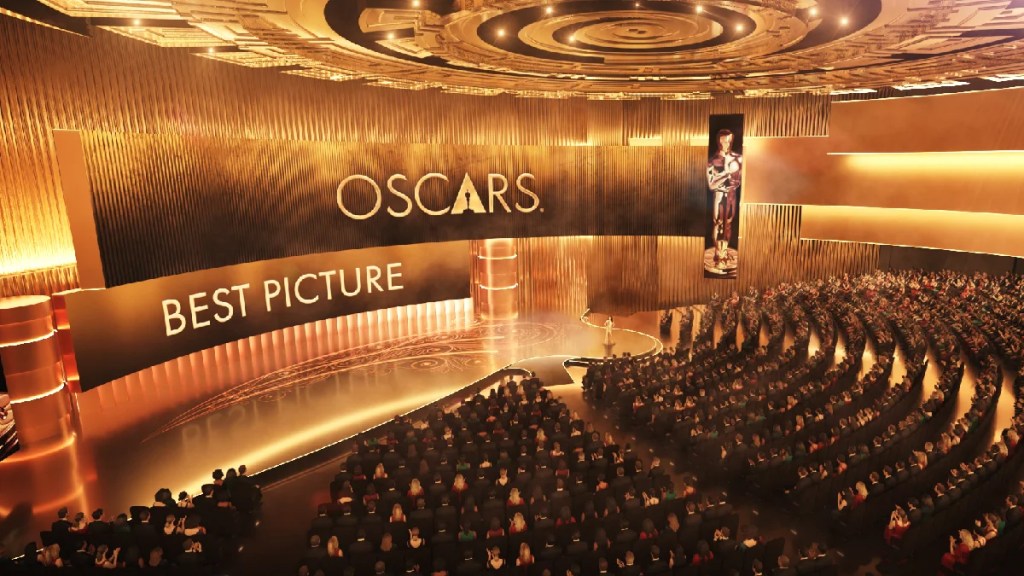 A render of a potential Academy Awards at L.A. Live presenting Best Picture