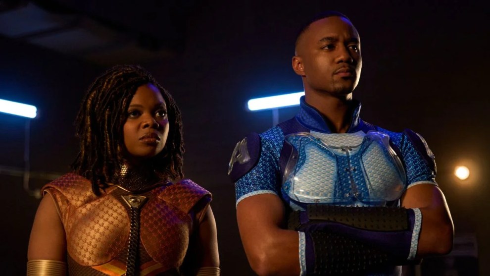 Susan Heyward as Sage and Jessie T. Usher as A-Train in "The Boys" Season 4 (Prime Video)